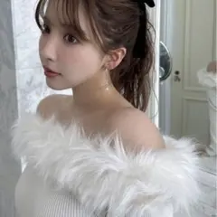 GRL三上悠亜ファーオフショルダーニットトップス【an1271】