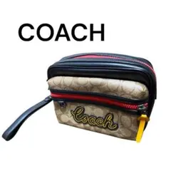 極美品 COACH コーチ ポーチ クラッチバッグ シグネチャー F73254