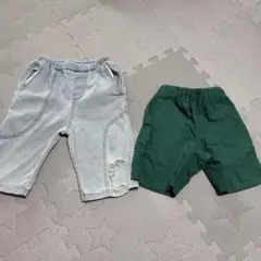 半ズボン 100cm ライトグレー・ダークグリーン