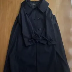 ネイビー トレンチコート 大きな襟 リボン付き