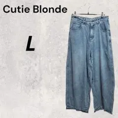 CutieBlonde ブルー L ワイド デニム パンツ カジュアル オシャレのサムネイル