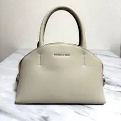 ハンドバッグ チャールズアンドキース アイボリー ベージュ ツートン 美品