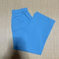 ライトブルー ワイドパンツ ゴムウエスト
