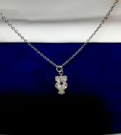 フクロウモチーフジルコニア ネックレス⭐シルバーカラー/MJC
