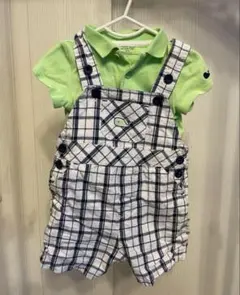 Little Me 緑のポロシャツとオーバーオール 6m