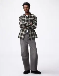 GUバギージーンズ【丈標準72cm】07 GRAY 28 Inch