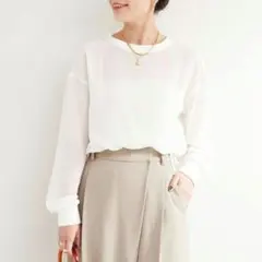 美品ベーセーストック シアーTブラウス ホワイト シースルー シャツブラウス