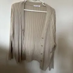 レディースKHALITA ベージュ リブ編み カーディガン 長袖