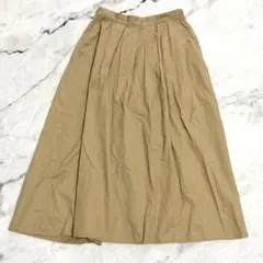 ショコラフィネローブ　ロングスカート　フレア　タック入り　ウエストゴム　綿100