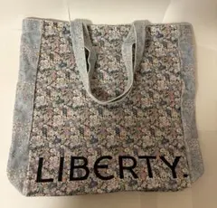 LIBERTY リバティ トートバッグ 水色　花柄　イギリス　エコバッグのサムネイル