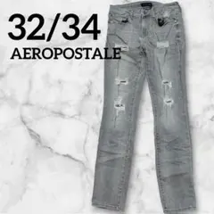 ⭐️AEROPOSTALE 【32/34】 スキニーデニム グレー ダメージ