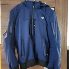 ネイビー バイクジャケット フード付き