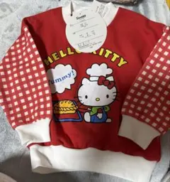 新品タグ付き　匿名配送　キティー　トレーナー　レトロ　チェック柄　100センチ