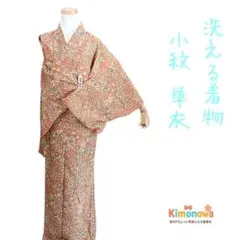 k10 洗える着物 小紋 単衣 切り嵌め調 花 茶 着物