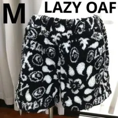 LAZY OAF 黒白 抽象模様 フリース風 ショートパンツ ボタン付 古着31