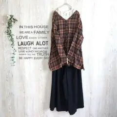✱niko and… ✱　コットンチュニック　ブラウンチェック