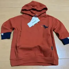 新品未使用kIadskap恐竜刺繍オレンジフード付きトレーナー90
