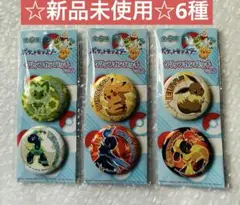 ポケモン クリップ缶バッジ 6個セット ピカチュウ イーブイ ニャハオ