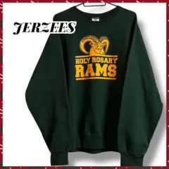 美品 JERZEES スウェット裏起毛 ラムズ 裏ボア グリーン 緑