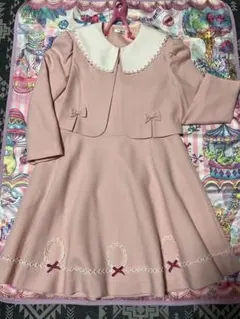 ピンク 襟付き ワンピース ジャケット セット