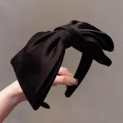 黒リボンカチューシャヘアアクセサリー髪飾りシンプル黒カチューシャヘアバンド040