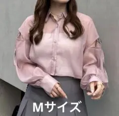 【INGNI】 肩スリットリボンラメシアーショートシャツ