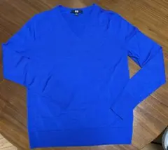 ［UNIQLO］エクストラファインメリノ Vネックセーター　M ブルー