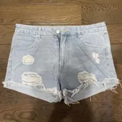 Emsexcite レディース デニム ショートパンツ ダメージ加工のサムネイル