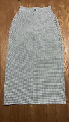 美品　レトロガール　ギンガムチェックタイトスカート　グリーン