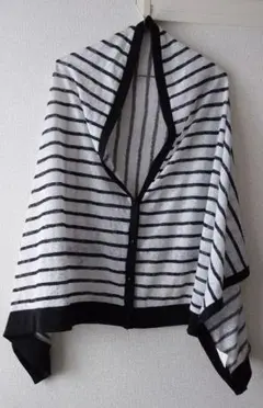 ボーダー柄 ポンチョ風カーディガン