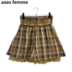 未使用　axes femme　チェック柄フレアキュロット　M　キャメル