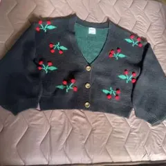 Hamble by Par Avion チェリー柄カーディガン