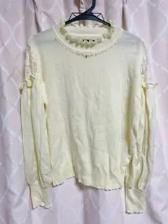 【新品未使用】axes femmeアクシーズファムレースシースルーニット春物M