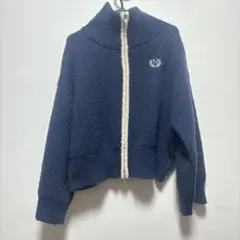 nemne ジップアップ ニット ネイビー
