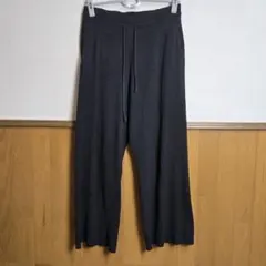 リブパンツ ブラック レディース カジュアルパンツ ユニクロ 黒 ニット パンツ