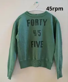 45rpm グリーン系ロゴスウェット 1 S フロッキープリント