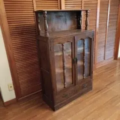 【55★様専用】アンティーク　木製キャビネット　飾り棚　食器棚