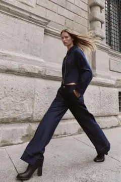 ZARA ザラ コントラストステッチブーツカットパンツS 7〜9号デニム