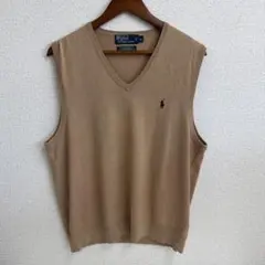 Polo by Ralph Lauren Vネック ニットベスト ベージュ LL