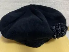 BeBe べべ　ベレー帽　黒　お花　Ｌ