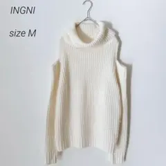 INGNI イング 片畦肩あきオフタートル ニット 白 肌見せ 無地 セーター