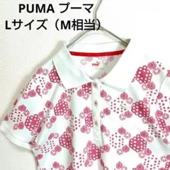 PUMA　プーマ　ゴルフウェア　ポロシャツ　総柄　ピンク　半袖　M相当
