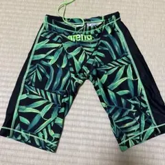 arena 競泳用水着 葉柄 ブラック/グリーン