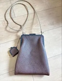 本革　レザー　がま口　ショルダーバッグ　ミニコインケース付き