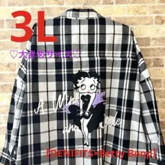【DENIFITS×Betty Boop】ロングシャツ 長袖 3Lサイズ（古着）