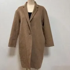 ユニクロ　ダブルフェイスコクーンコート　【Ｓ】　ベージュ　ブラウン系　美品