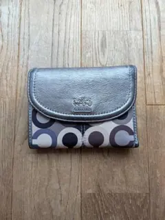 COACH 三つ折り財布 シグネチャー メタリック