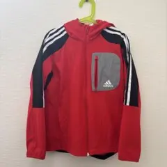 adidas アディダス 赤黒 ウィンドブレーカー フード付きジャケット130