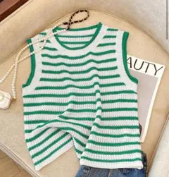 ニットベスト グリーン