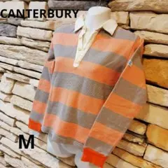 カンタベリー【CANTERBURY】ラガーシャツ/袖ロゴ/スキッパー/ボーダーМのサムネイル